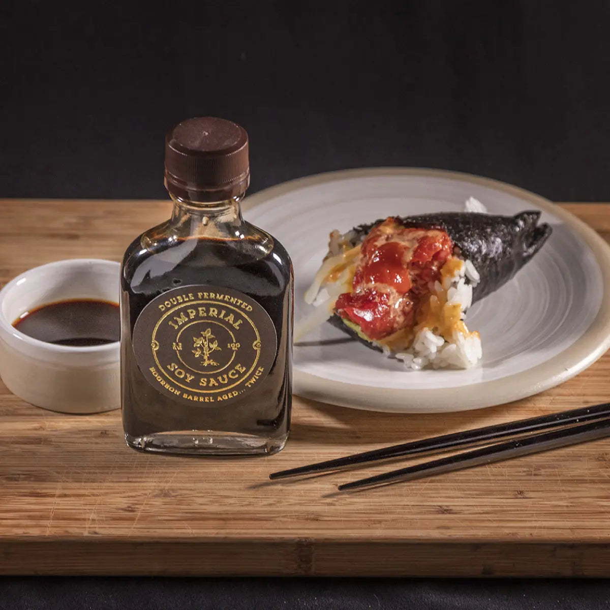 Bourbon Barrel Foods Imperial Double Fermented Soy Sauce for stir fry and rice bowls