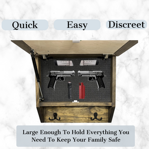 Infinity Circle Hidden Gun Cabinet – Contemporary Concealment Coat Rack with Hat Hooks, Key Hooks