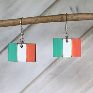 Irish Flag Wooden Dangle Earrings | Ireland Pride Jewelry