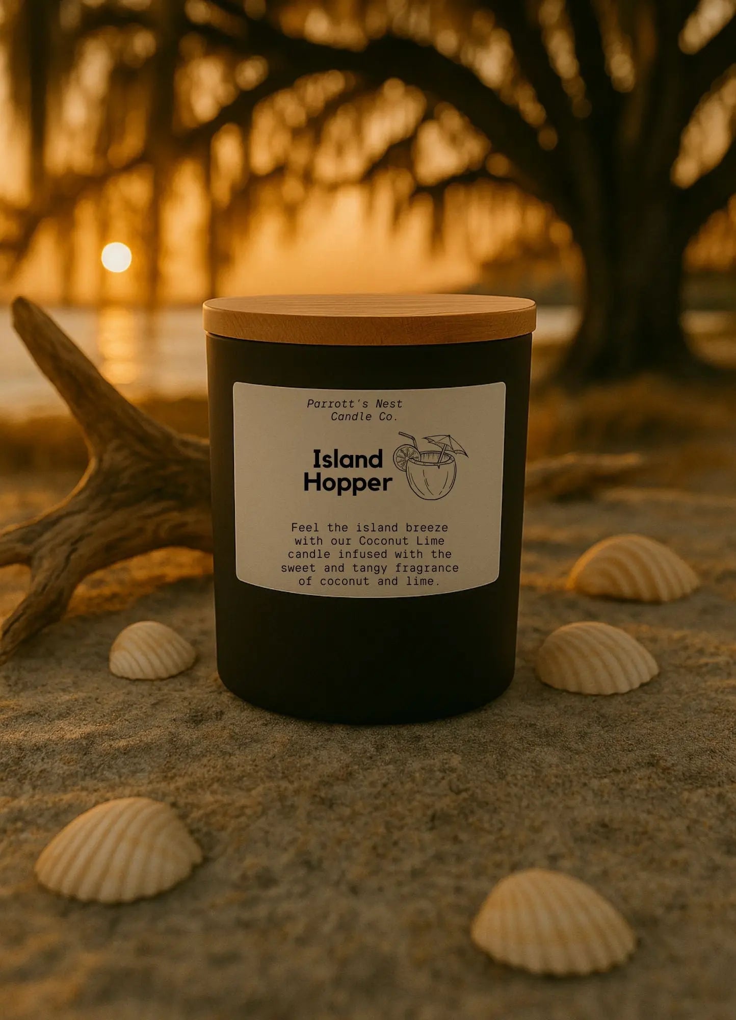 Island Hopper Candle by Parrott's Nest: Coconut Lime Scent, Beach Vibe