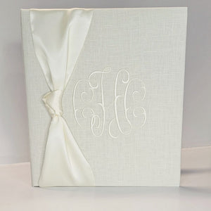 Baby Memory Book - Ivory Linen (w/ SILK Bow)