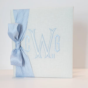 Baby Memory Book - Ivory Linen (w/ SILK Bow)