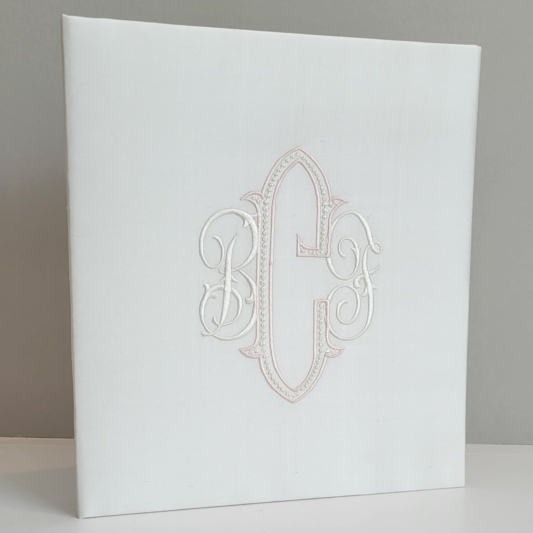 Ivory silk handmade baby memory book without bow by AP Creations