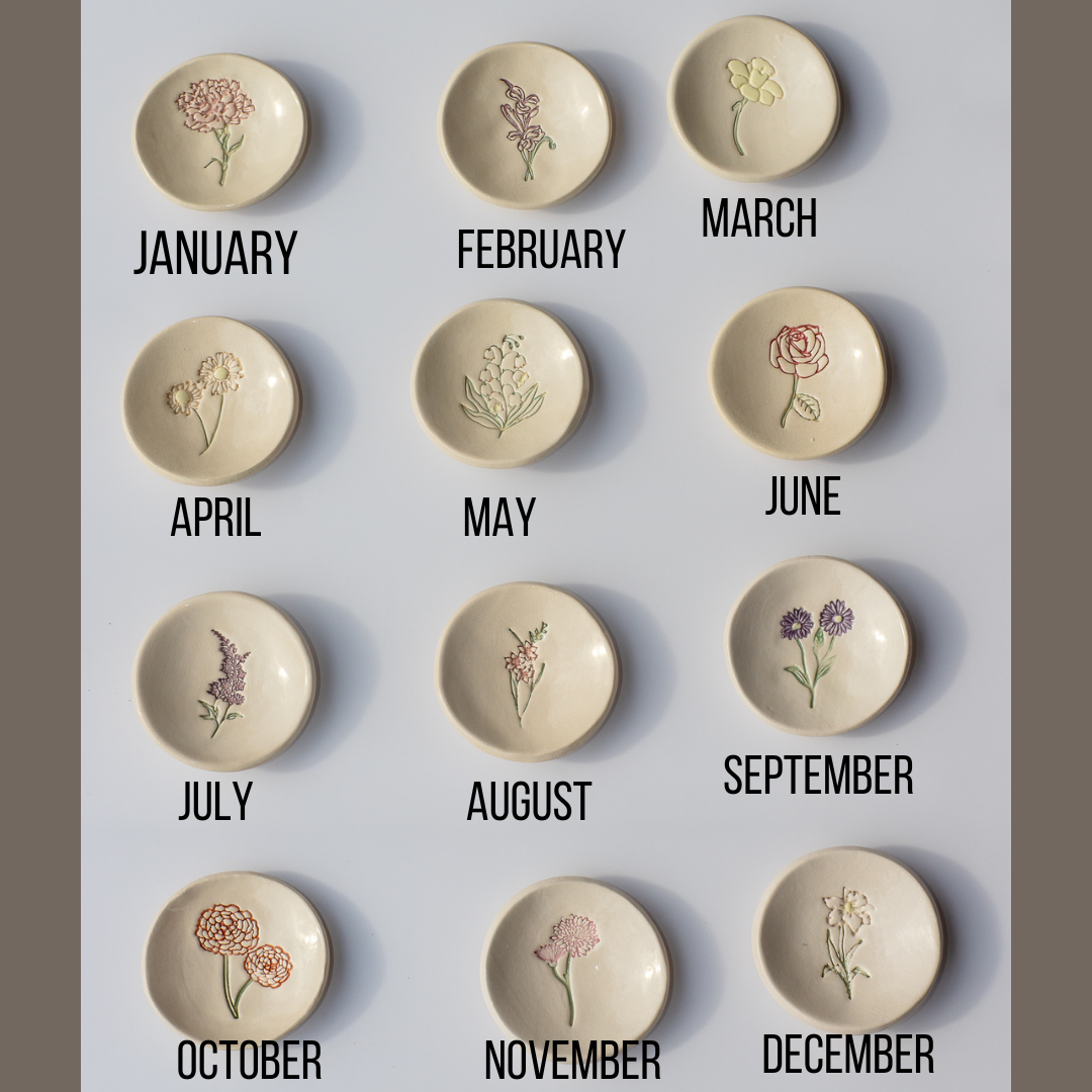 Prodigal Pottery Birth Flower Ring Dish — product view 2