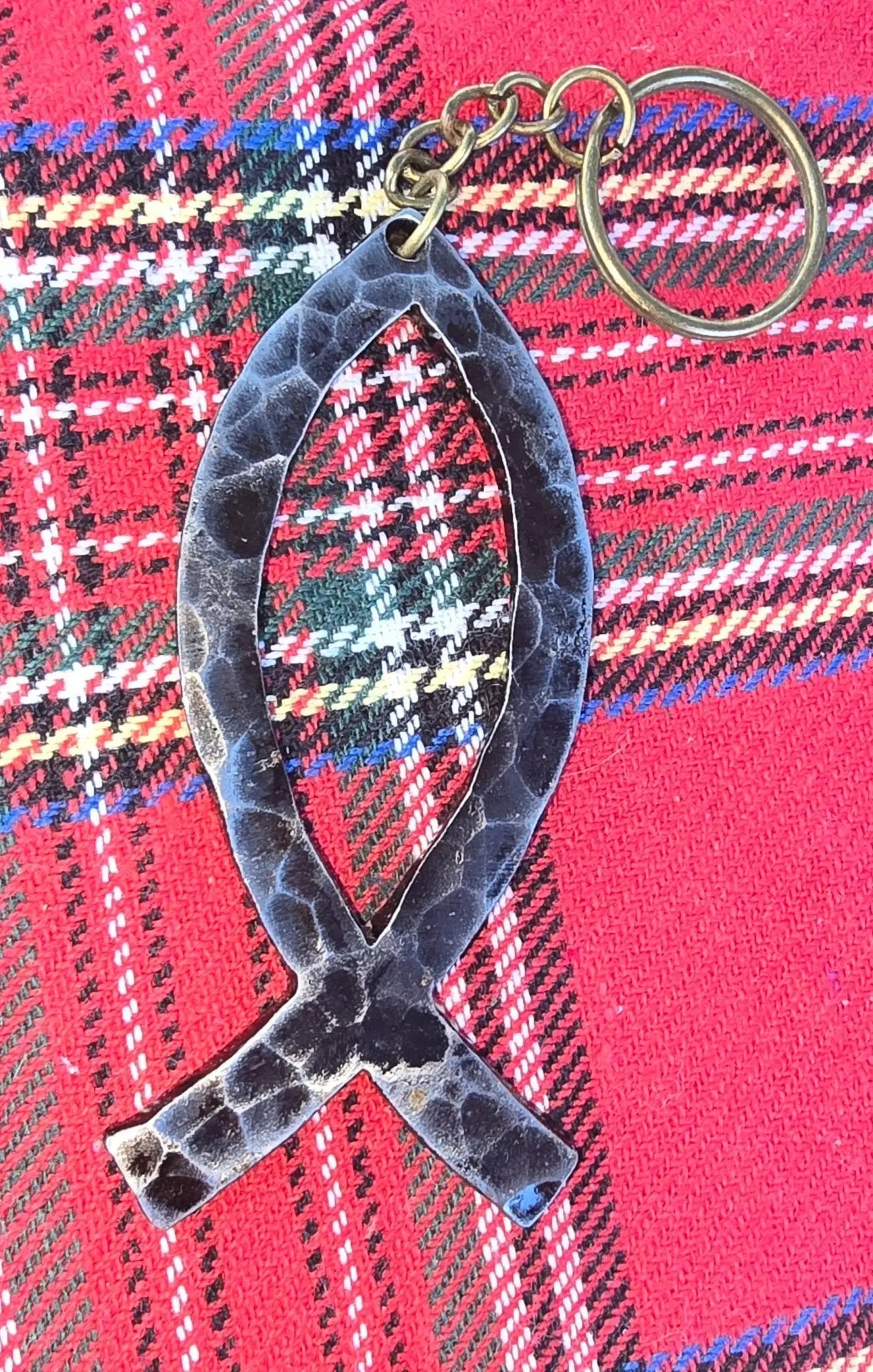 Forged Metal Jesus Fish Keychain - Religious Symbol, Christian Keyring, Main Street Collective
