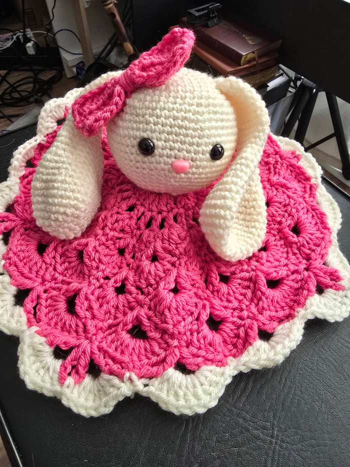 crochet Pink and white bunny