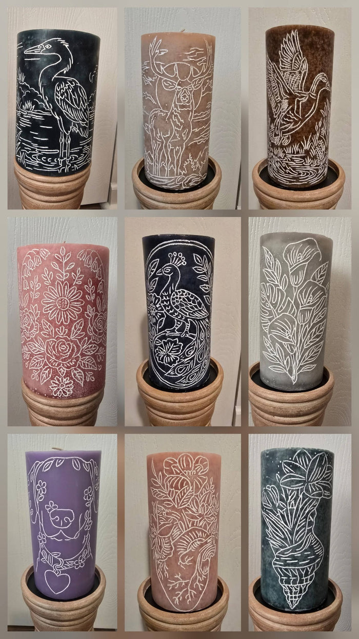 Multiple Hand Carved Candles