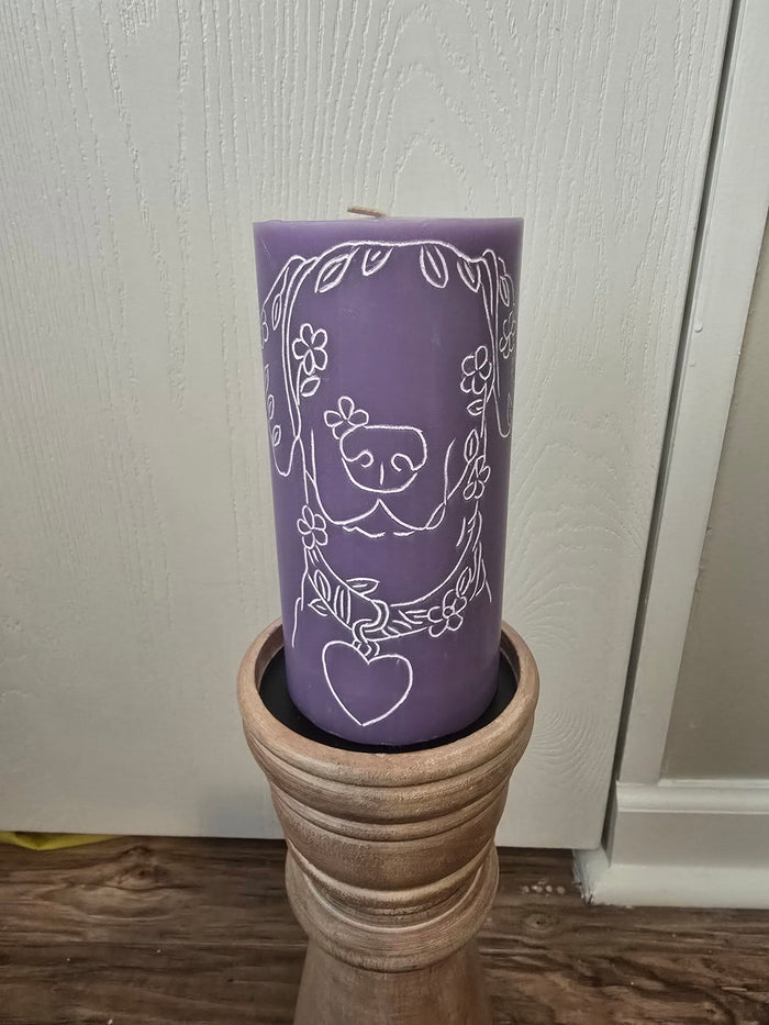 Purple Hand Carved Candle