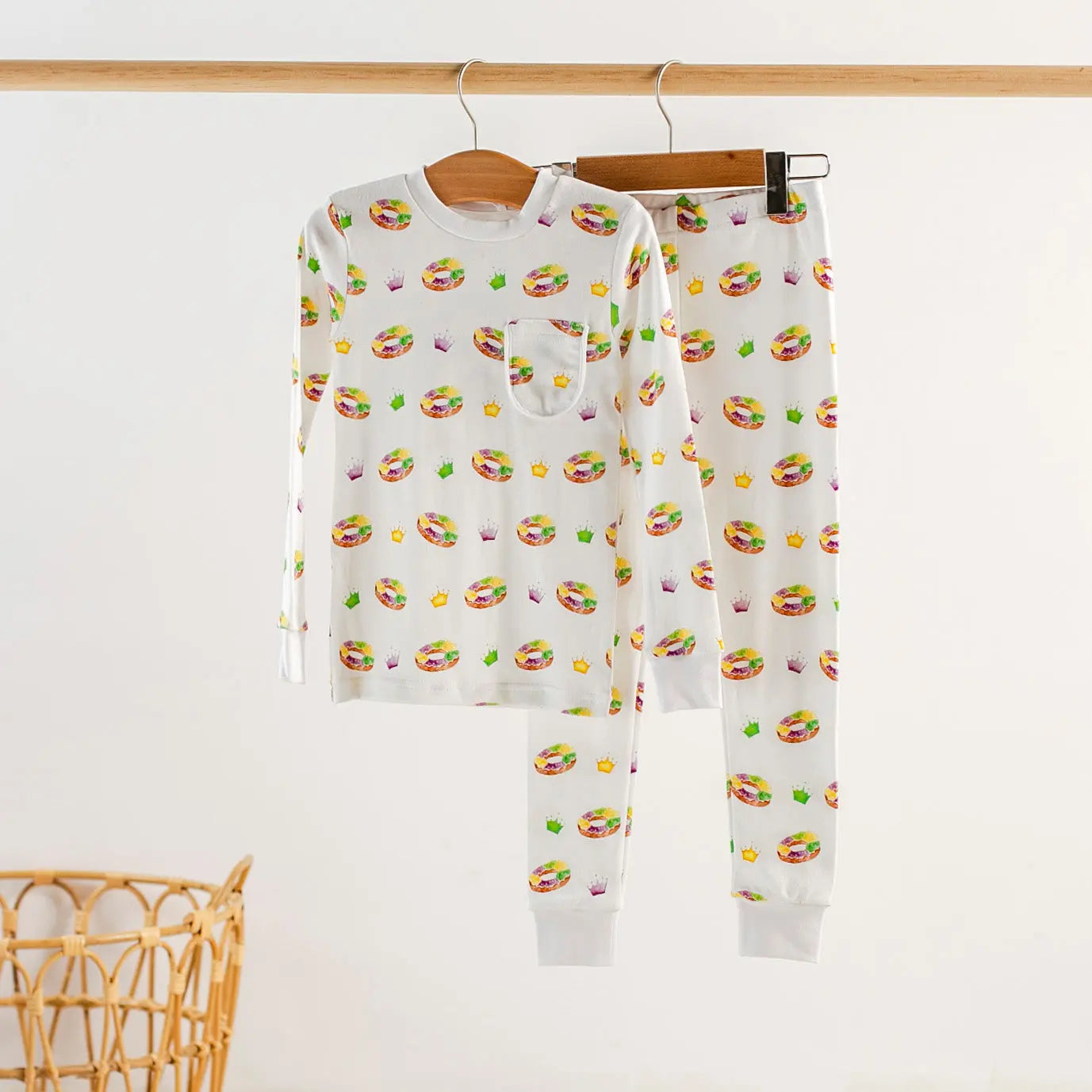 King Cake Organic Cotton Kids Mardi Gras Pajamas Nola Tawk