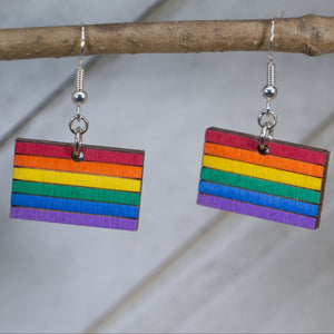 LGBTQ Pride Flag Wooden Earrings | Rainbow Pride Jewelry