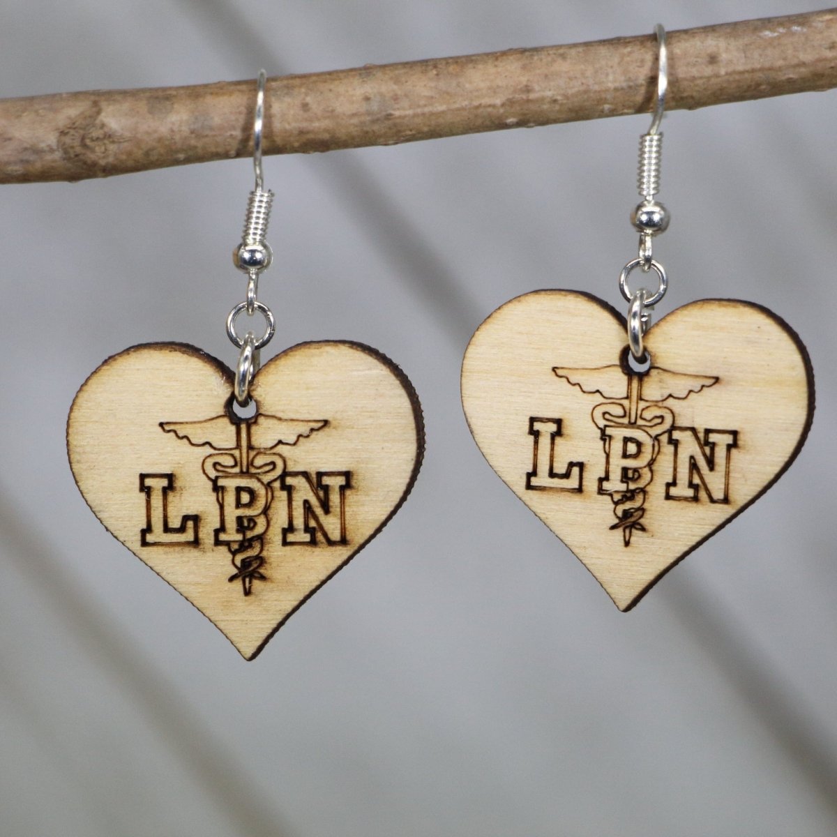 LPN Nurse Wooden Dangle Earrings | Licensed Practical Nurse Gift