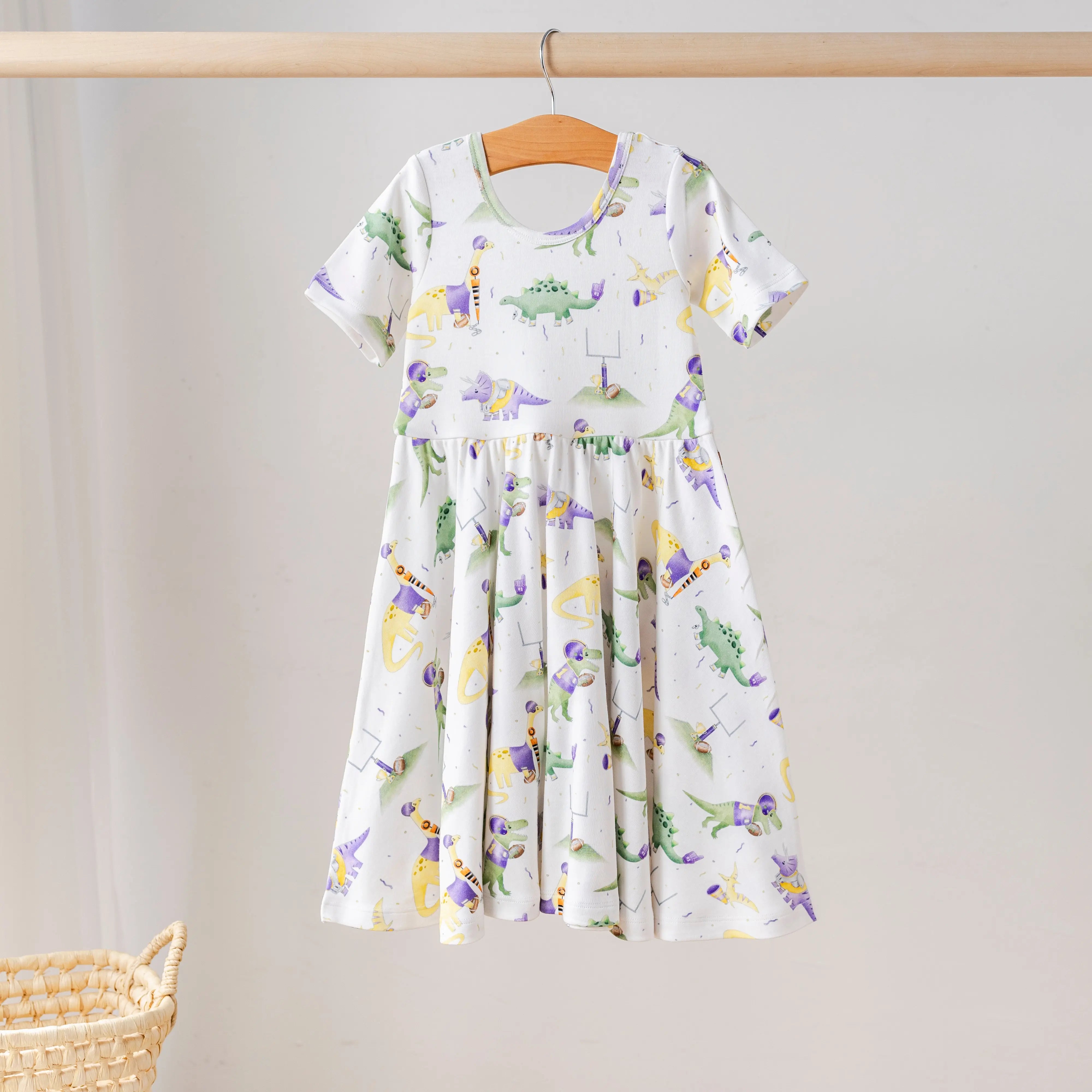 LSU Dino All-Stars Organic Cotton Dress for Kids Nola Tawk