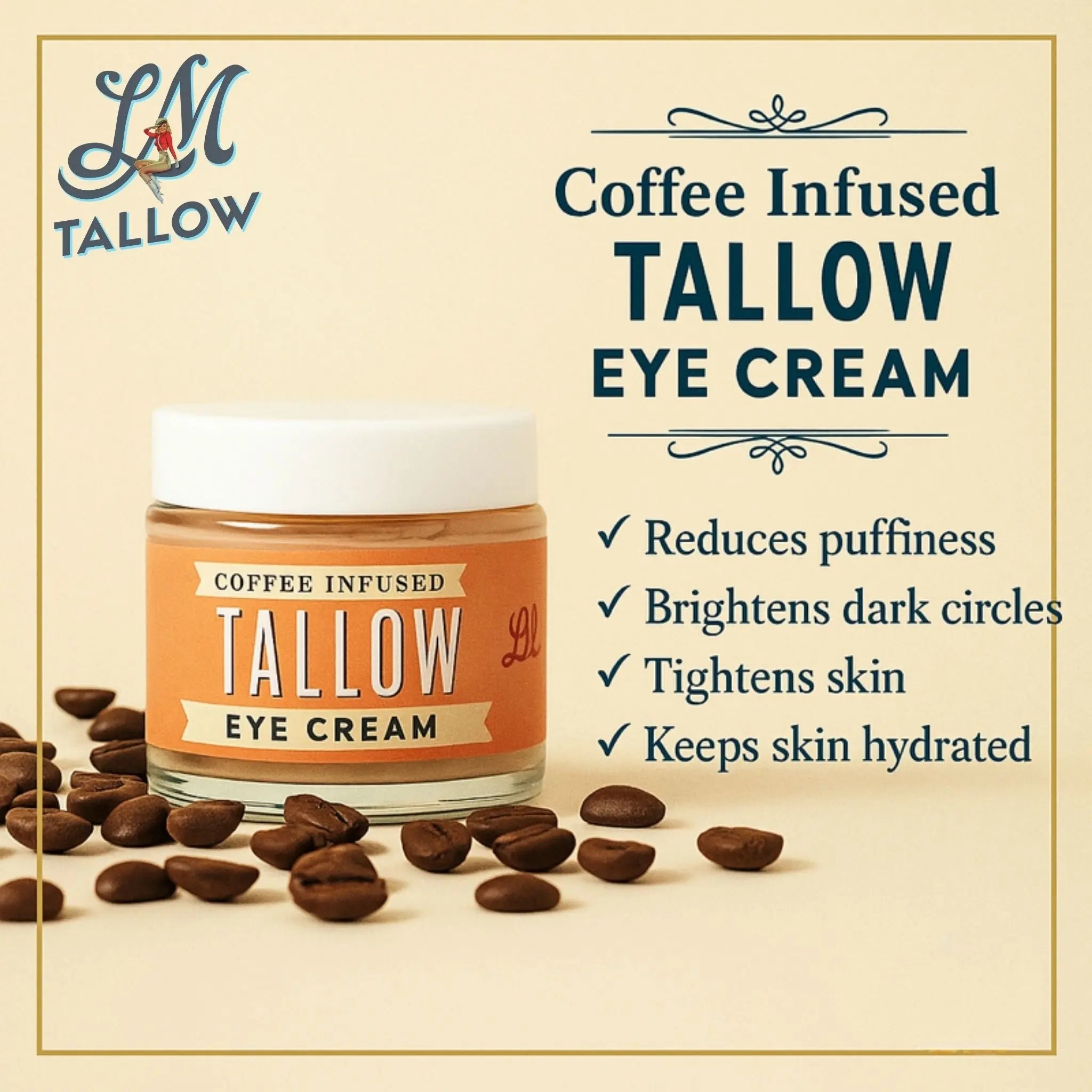 Lady May Coffee-Infused Tallow Eye Cream – Brighten, Firm & Revitalize Naturally The Lady May