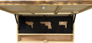 American Flag Challenge Coin Display and Hidden Gun Cabinet, Military Coin Holder Holds 100 Coins and is Ready to Hang, Large US Flag Patriotic Art 38.5" x 19.5"