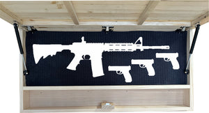 American Flag Challenge Coin Display and Hidden Gun Cabinet, Military Coin Holder Holds 100 Coins and is Ready to Hang, Large US Flag Patriotic Art 38.5" x 19.5"