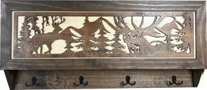 Deer Hunter Hidden Gun Storage - Coat Rack Concealment Shelf with Hooks for Coats, Bags, & Hats - Quick Access Hidden Gun Shelf - Hidden Storage Furniture with Secure Magnetic Lock