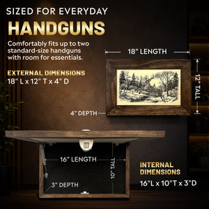 Leaping Deer Gun Concealment Furniture - Handcrafted Hidden Gun Storage Wall Decor - Hidden Safe Furniture with Magnetic Lock for Quick Access - Made in USA