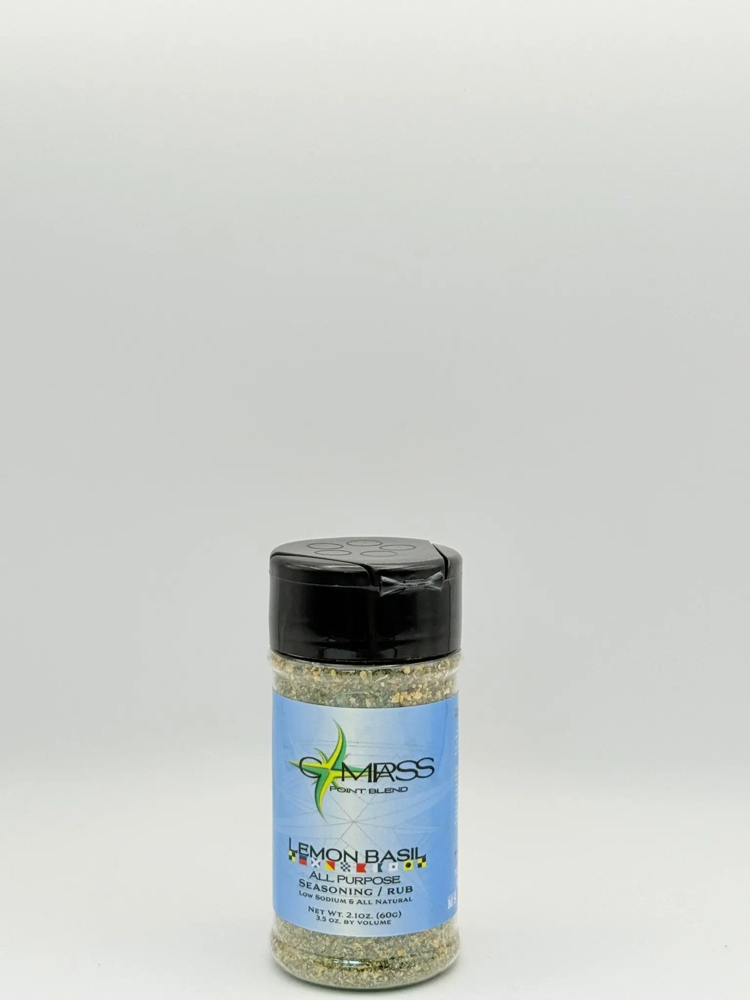 Compass Point Lemon Basil Seasoning: All-Purpose, Low Sodium, All Natural. Elevate your cooking with this versatile spice blend.