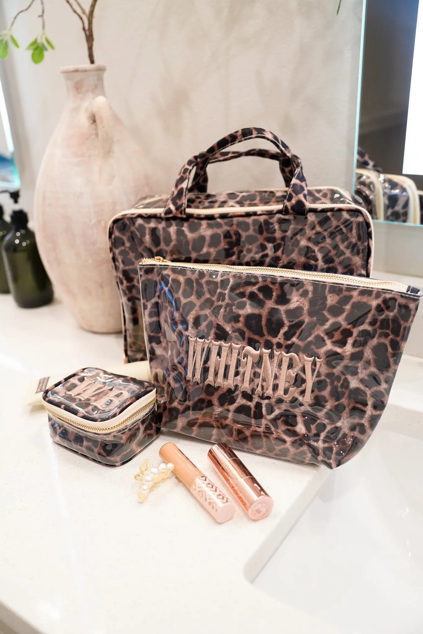 Leopard - Clear Coat Toiletry Case KenzKustomz