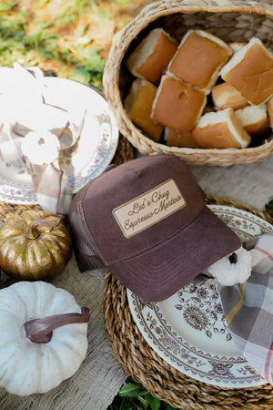 Let's Chug Espresso Martinis - Brown Corduroy Trucker Hat KenzKustomz