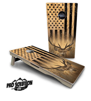 Light Wood Deer & Fish Flag Cornhole Boards - Pro Solution Lite Series Cornhole Solutions