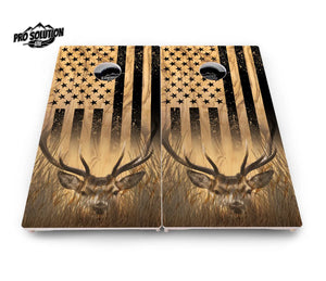 Light Wood Deer & Fish Flag Cornhole Boards - Pro Solution Lite Series Cornhole Solutions