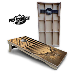 Light Wood Deer & Fish Flag Cornhole Boards - Pro Solution Lite Series Cornhole Solutions