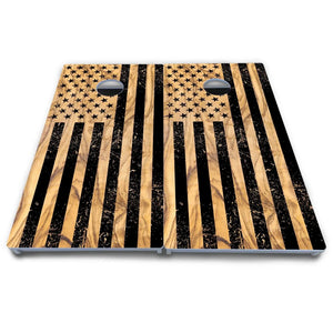 Light Wood Flag Cornhole Boards - All Weather Series Cornhole Solutions