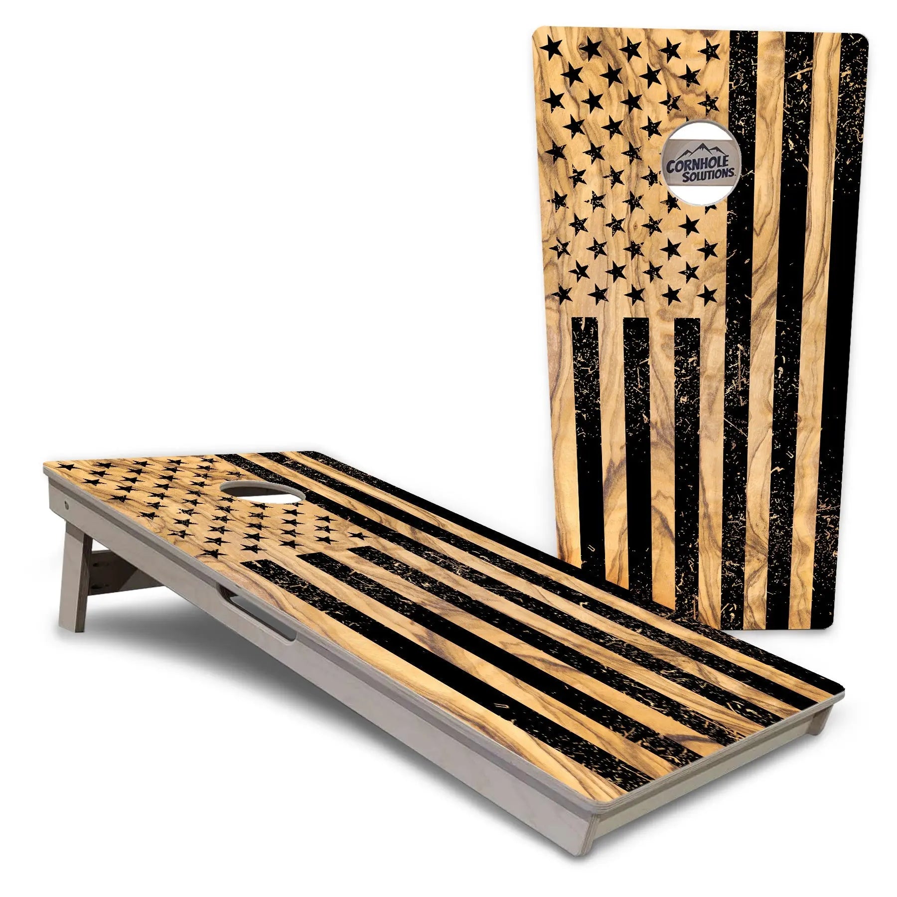Light Wood Flag Cornhole Boards - Professional Tournament Series Cornhole Solutions