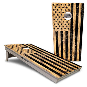 Light Wood Flag Cornhole Boards - Professional Tournament Series Cornhole Solutions