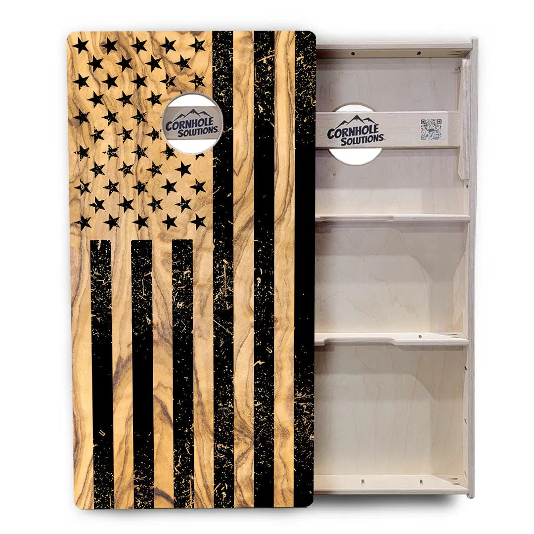 Light Wood Flag Cornhole Boards - Professional Tournament Series Cornhole Solutions