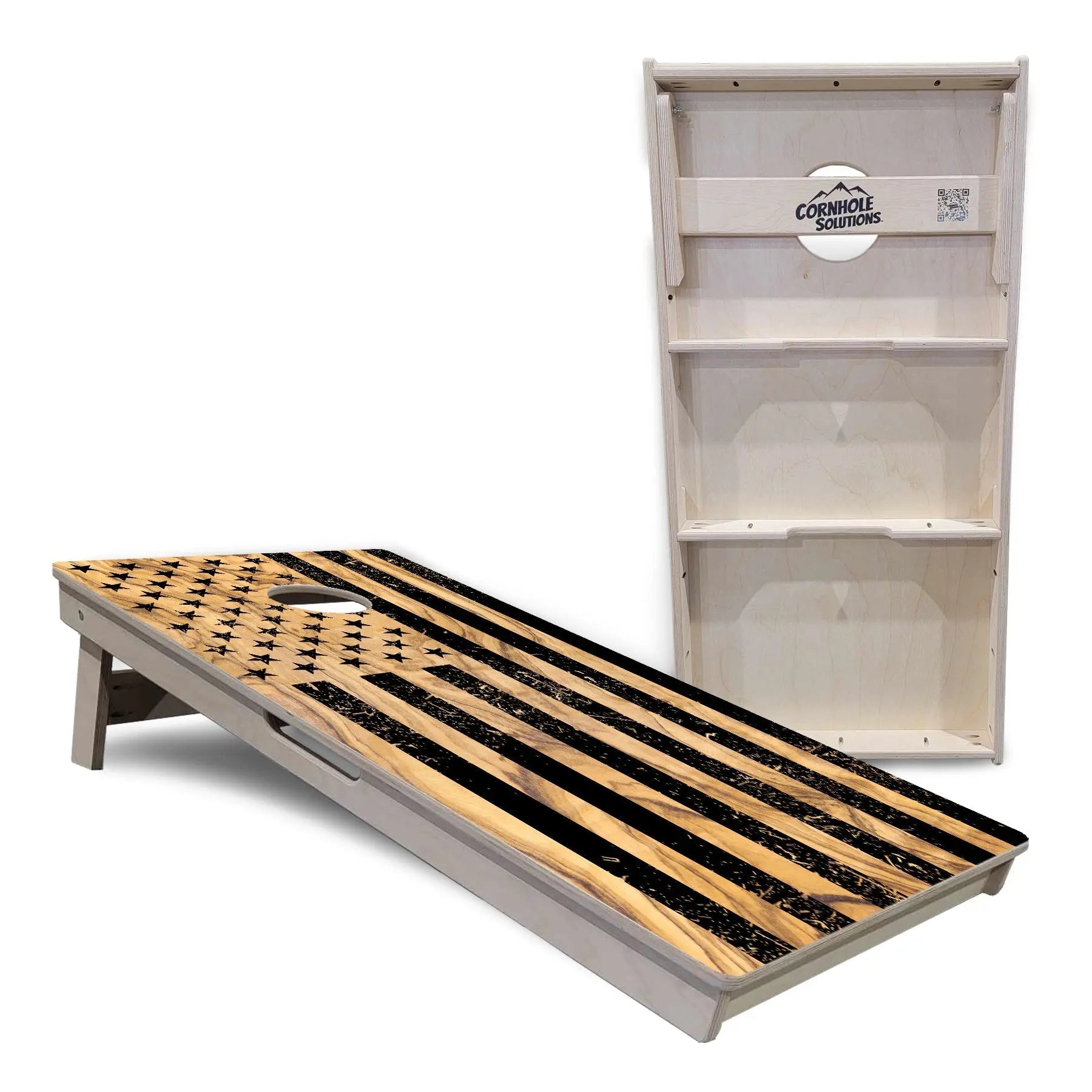 Light Wood Flag Cornhole Boards - Professional Tournament Series Cornhole Solutions