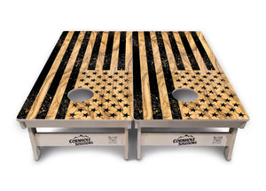 Light Wood Flag Cornhole Boards - Professional Tournament Series Cornhole Solutions