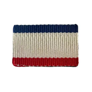 Firehose patch with red, white, and blue stripes in US flag colors.