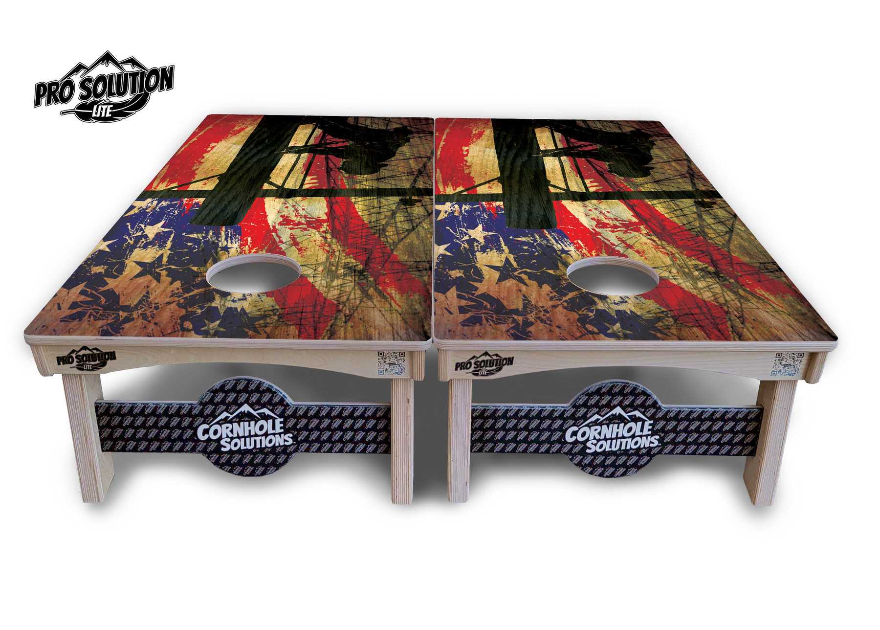 Faded Lineman Flag Cornhole Boards - Pro Solution Lite Series Cornhole Solutions