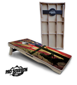 Faded Lineman Flag Cornhole Boards - Pro Solution Lite Series Cornhole Solutions
