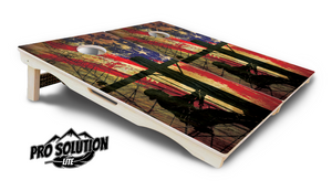Faded Lineman Flag Cornhole Boards - Pro Solution Lite Series Cornhole Solutions