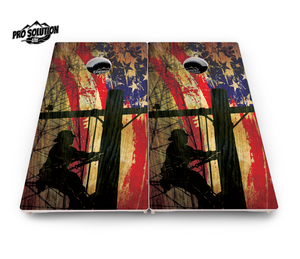 Faded Lineman Flag Cornhole Boards - Pro Solution Lite Series Cornhole Solutions