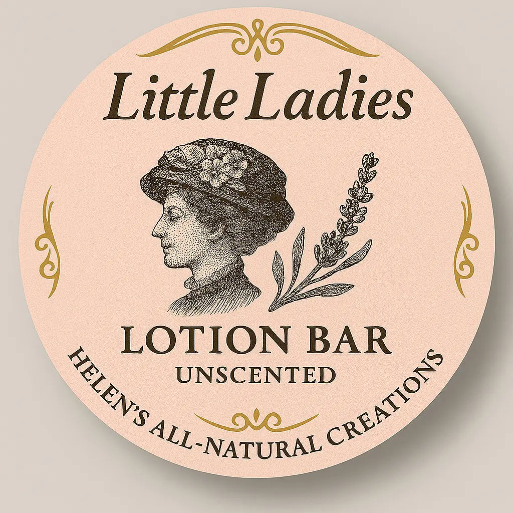 Little Ladies Unscented Lotion Bar - Vintage Lady Design, Natural Ingredients: Shea, Beeswax, Mango Butter - Main Street Collective