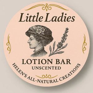 Little Ladies Unscented Lotion Bar - Vintage Lady Design, Natural Ingredients: Shea, Beeswax, Mango Butter - Main Street Collective