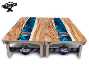 Live Edge River Cornhole Boards - Pro Solution Elite Series Cornhole Solutions