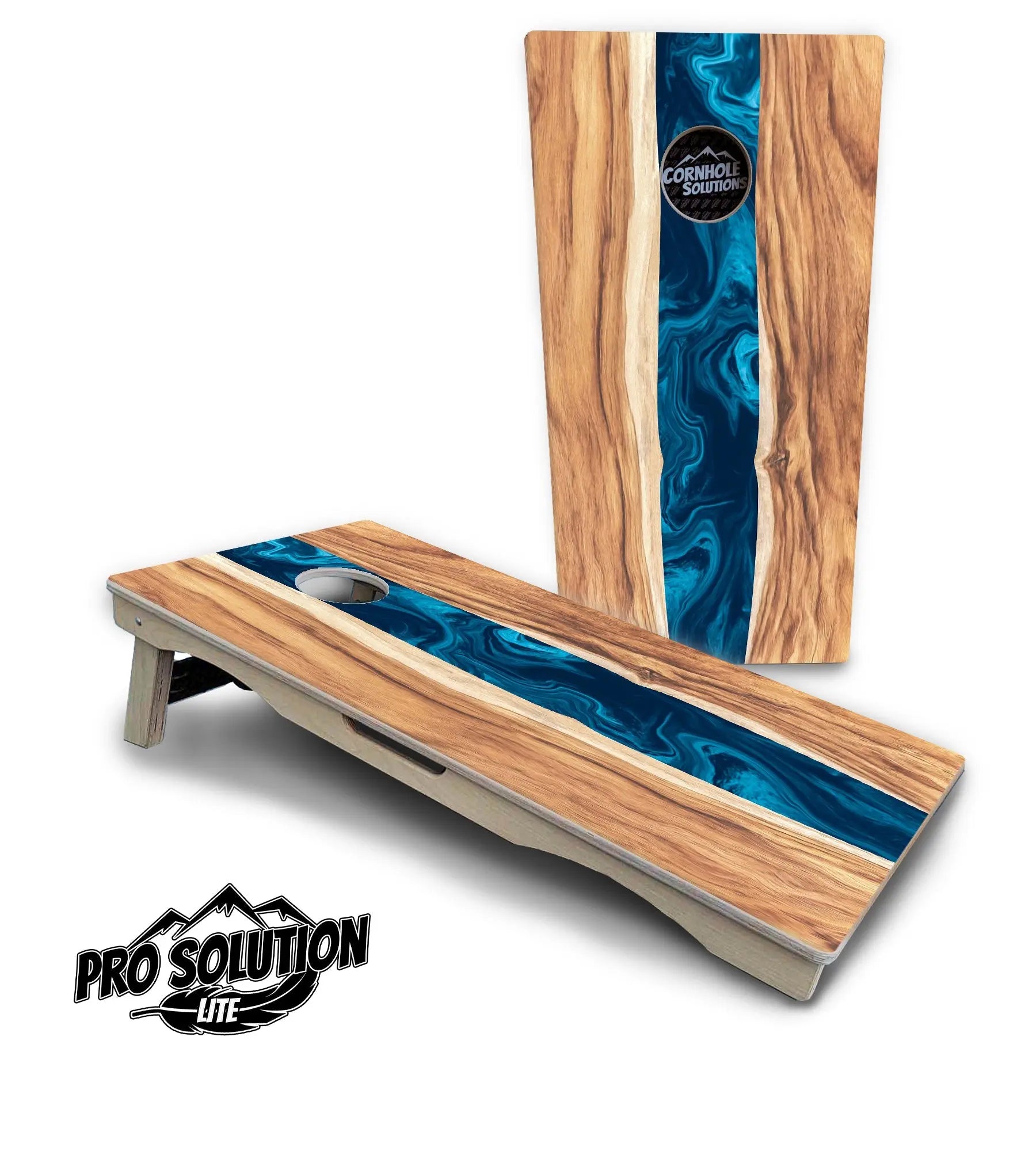 Live Edge River Cornhole Boards - Pro Solution Lite Series Cornhole Solutions
