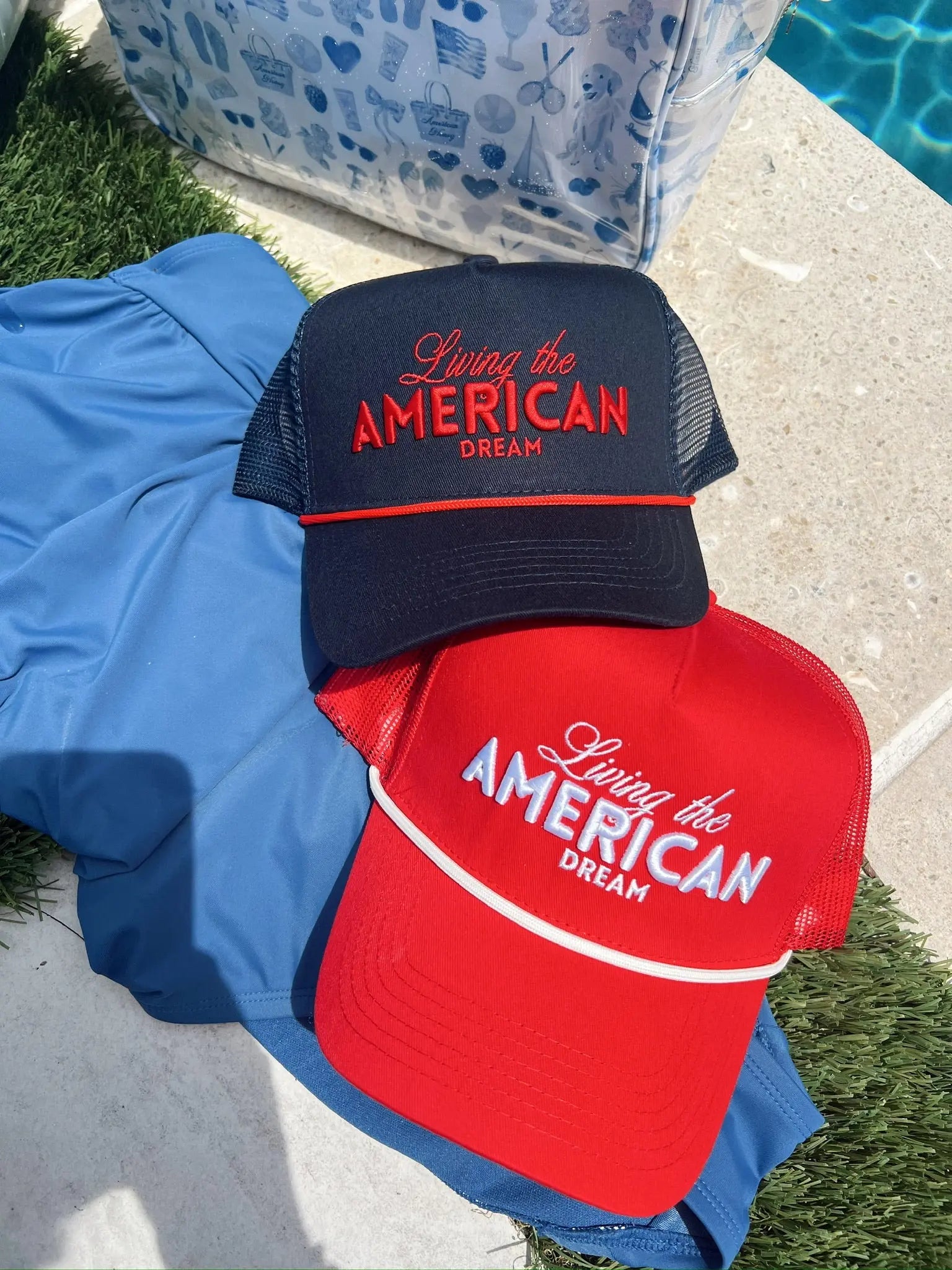 Living the American Dream - Red Vintage Trucker Hat KenzKustomz