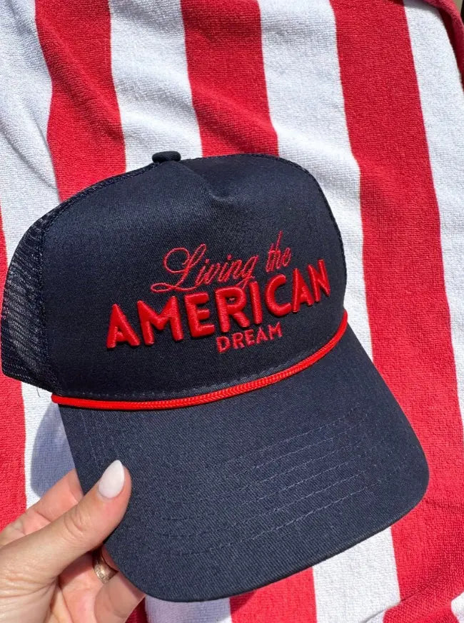 Living the American Dream - Red Vintage Trucker Hat KenzKustomz