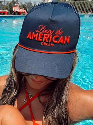 Living the American Dream - Red Vintage Trucker Hat KenzKustomz