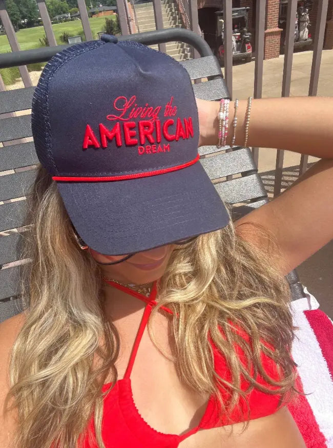 Living the American Dream - Red Vintage Trucker Hat KenzKustomz