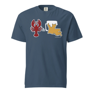 Louisiana Beer Mug Tee - Crawfish & Beer - COMFORT COLORS BRAND TEE Drink Beer Gear
