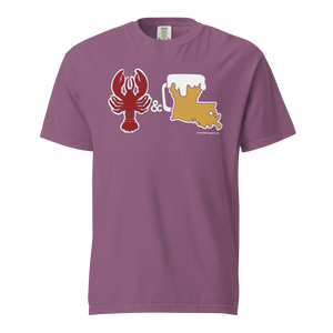 Louisiana Beer Mug Tee - Crawfish & Beer - COMFORT COLORS BRAND TEE Drink Beer Gear
