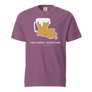 Louisiana Beer Mug Tee - Save Water. Drink Beer. - COMFORT COLORS BRAND TEE Drink Beer Gear
