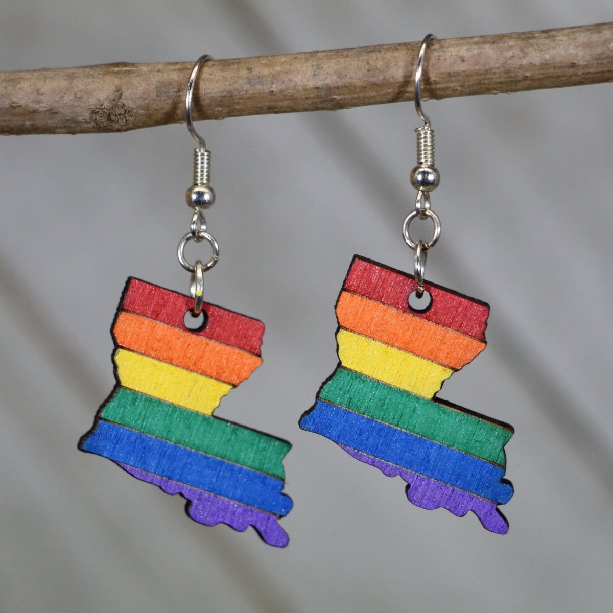Louisiana Pride Wooden Dangle Earrings | LGBTQ State Jewelry